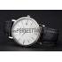 Patek Philippe Calatrava White Dial Ribbed Bezel Stainless Steel Case Black Leather Strap