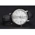 Patek Philippe Calatrava White Dial Ribbed Bezel Stainless Steel Case Black Leather Strap