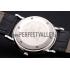 Patek Philippe Calatrava White Dial Ribbed Bezel Stainless Steel Case Black Leather Strap