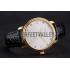 Patek Philippe Calatrava White Embossed Dial Gold Case Black Leather Strap