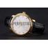 Patek Philippe Calatrava White Embossed Dial Gold Case Black Leather Strap