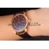 Patek Philippe Calatrava Roze Gold Ribbed Bezel Brown Leather Bracelet 801433