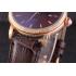 Patek Philippe Calatrava Roze Gold Ribbed Bezel Brown Leather Bracelet 801433