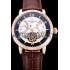 Cheap Patek Philippe  Tourbillon Power Reserve Black And White Dial Rose Gold Case Brown Leather Strap