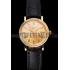 Patek Philippe Calatrava Gold Dial Roman Numerals Double Ribbed Bezel Gold Case Black Leather Strap