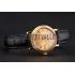 Patek Philippe Calatrava Gold Dial Roman Numerals Double Ribbed Bezel Gold Case Black Leather Strap