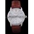 Replica Patek Philippe Calatrava Stainless Steel Ribbed Bezel Brown Leather Bracelet 801429