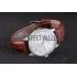 Replica Patek Philippe Calatrava Stainless Steel Ribbed Bezel Brown Leather Bracelet 801429