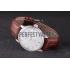 Replica Patek Philippe Calatrava Stainless Steel Ribbed Bezel Brown Leather Bracelet 801429