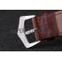 Replica Patek Philippe Calatrava Stainless Steel Ribbed Bezel Brown Leather Bracelet 801429