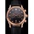 Patek Philippe Chronograph Black Dial With Diamonds Rose Gold Case Black Leather Strap