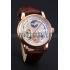 Replica Patek Philippe Dual Time Moonphase Tourbillon White Skeletonised Dial Rose Gold Case Brown Leather Strap