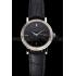 Patek Philippe Calatrava Black Dial Double Ribbed Bezel Stainless Steel Case Black Leather Strap