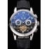 Replica Patek Philippe Perpetual Calendar Tourbillon Black Dial Stainless Steel Case Brown Leather Strap