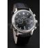 Patek Philippe Chronograph Black Dial With Diamonds Stainless Steel Case Black Leather Strap