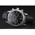 Patek Philippe Chronograph Black Dial With Diamonds Stainless Steel Case Black Leather Strap