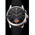 Patek Philippe Chronograph Black Dial Stainless Steel Case Black Leather Strap HM02288