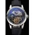 Patek Philippe Dual Time Moonphase Tourbillon Black Skeletonised Dial Stainless Steel Case Black Leather Strap