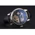 Patek Philippe Dual Time Moonphase Tourbillon Black Skeletonised Dial Stainless Steel Case Black Leather Strap