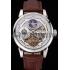 Patek Philippe Dual Time Moonphase Tourbillon White Skeletonised Dial Stainless Steel Case Brown Leather Strap