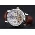 Patek Philippe Dual Time Moonphase Tourbillon White Skeletonised Dial Stainless Steel Case Brown Leather Strap