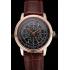 Cheap Swiss Patek Philippe Multi-Scale Chronograph Black Dial Rose Gold Case Brown Leather Strap