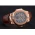 Patek Philippe Nautilus Gray Dial Rose Gold Case Brown Leather Strap