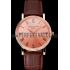 Cheap Patek Philippe Calatrava Rose Gold Dial Roman Numerals Ribbed Bezel Rose Gold Case Brown Leather Strap