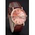 Cheap Patek Philippe Calatrava Rose Gold Dial Roman Numerals Ribbed Bezel Rose Gold Case Brown Leather Strap