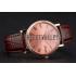 Cheap Patek Philippe Calatrava Rose Gold Dial Roman Numerals Ribbed Bezel Rose Gold Case Brown Leather Strap