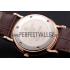 Cheap Patek Philippe Calatrava Rose Gold Dial Roman Numerals Ribbed Bezel Rose Gold Case Brown Leather Strap