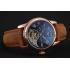 Patek Philippe Grand Complications GMT Moonphase Tourbillon Black Dial Rose Gold Case Brown Suede Leather Strap 1453821