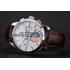 Patek Philippe Chronograph White Dial Blue Hands Stainless Steel Case Brown Leather Strap