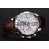 Patek Philippe Chronograph White Dial Blue Hands Stainless Steel Case Brown Leather Strap