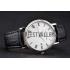 Patek Philippe Calatrava White Dial Roman Numerals Ribbed Bezel Stainless Steel Case Black Leather Strap