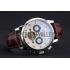 Patek Philippe Perpetual Calendar Tourbillon White Dial Stainless Steel Case Brown Leather Strap