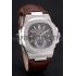 Patek Philippe Nautilus Gray Dial Stainless Steel Case Brown Leather Strap