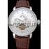 Replica Patek Philippe Day Date Tourbillon White Dial Stainless Steel Case Embossed Bezel Brown Leather Strap  622837