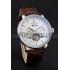 Replica Patek Philippe Day Date Tourbillon White Dial Stainless Steel Case Embossed Bezel Brown Leather Strap  622837