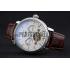 Replica Patek Philippe Day Date Tourbillon White Dial Stainless Steel Case Embossed Bezel Brown Leather Strap  622837