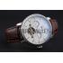 Replica Patek Philippe Day Date Tourbillon White Dial Stainless Steel Case Embossed Bezel Brown Leather Strap  622837