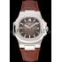 Patek Philippe Nautilus Brown Dial Brushed Stainless Steel Case Brown Leather Strap