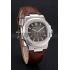 Patek Philippe Nautilus Brown Dial Brushed Stainless Steel Case Brown Leather Strap