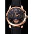 Cheap Patek Philippe Chronograph Black Guilloche Dial Rose Gold Case Black Leather Strap