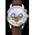 Replica Patek Philippe  Tourbillon Power Reserve Black And White Dial Stainless Steel Case Brown Leather Strap