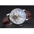 Cheap Patek Philippe Grand Complications Stainless Steel Case White Dial Roman Numerals Brown Leather Bracelet 622257