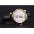 Patek Philippe Calatrava White Dial Diamond Markings Gold Case Black Leather Strap