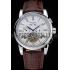 Patek Philippe Grand Complications Stainless Steel Case White Dial Roman Numerals Brown Leather Strap 622254