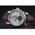 Patek Philippe Grand Complications Stainless Steel Case White Dial Roman Numerals Brown Leather Strap 622254