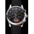 Patek Philippe Chronograph Black Guilloche Dial Stainless Steel Case Black Leather Strap